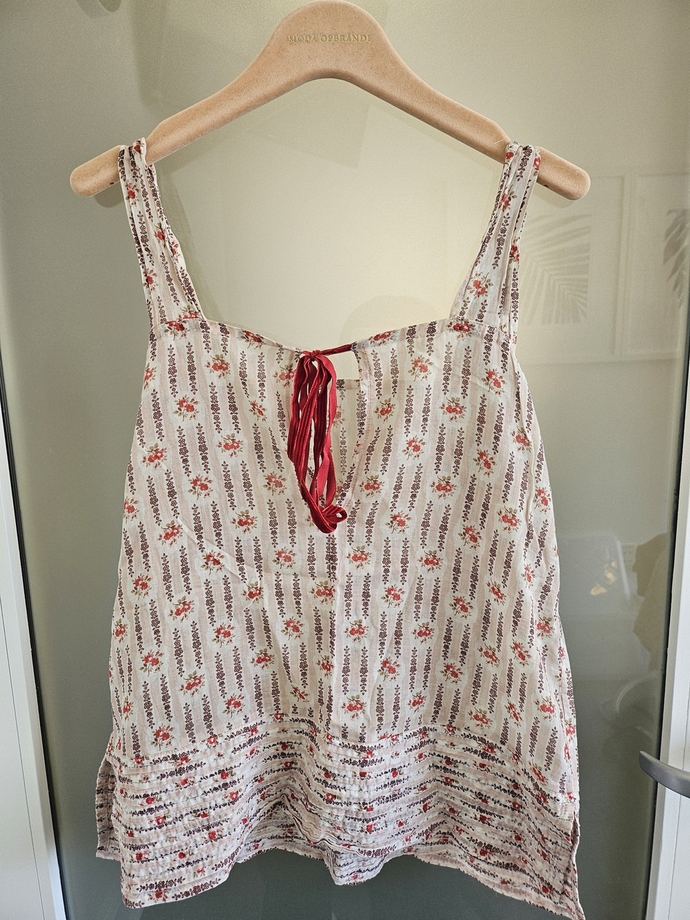 La Costa Del Algodon Floral Initmate Pajama Set - Cream with Red Accents